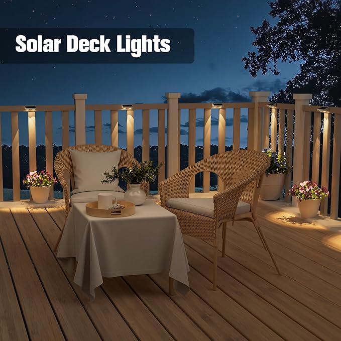 NIORSUN Solar Fence Lights, 8 Pack Solars Deck Light, Warm White Color - Image 4