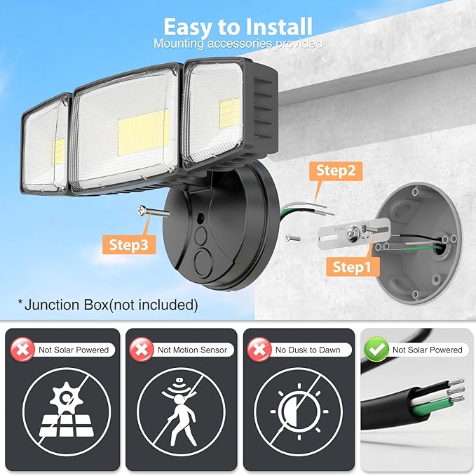 Onforu 100W 11000LM Flood Lights Outdoor, Brightness Security LED Flood Lights - Image 2