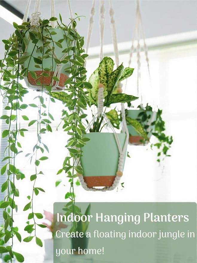 Self Watering Hanging Planters for Indoor Plants 3 Pack Macrame Plant Hangers - Image 2