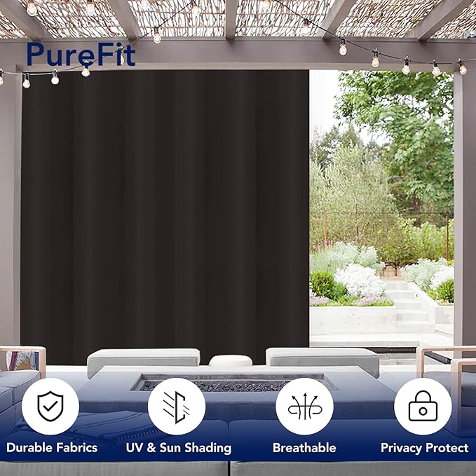 PureFit Outdoor Curtains for Patio Waterproof Weatherproof, UV Resistant - Image 3
