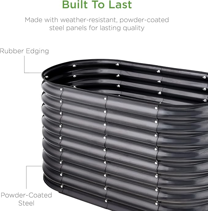 Best Choice Products 4x2x2ft Outdoor Metal Raised Garden Bed, Oval Deep Root - Image 5