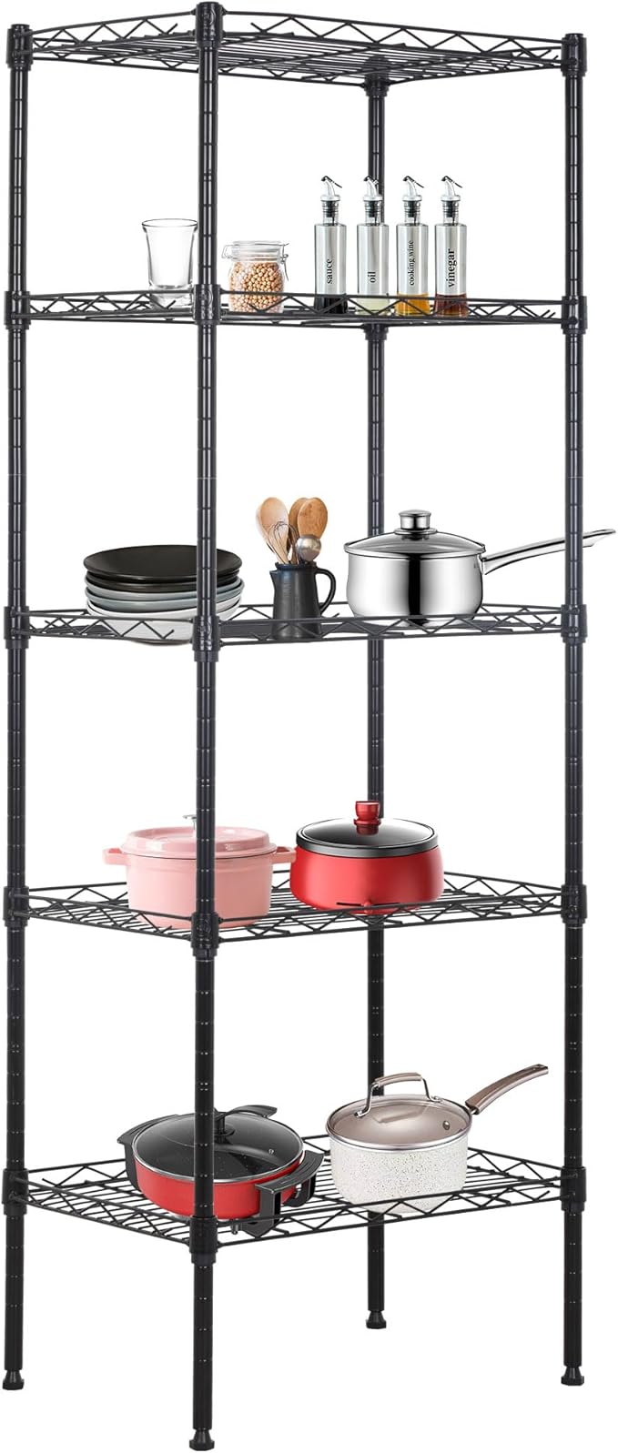 BestOffice | 5-Tier Wire Storage Shelves | 17x12x48 | Black | by BestOffice