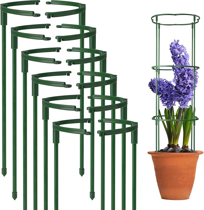 12Packs Plant Support Stake Half Round Plant Support, Stackable 3 Tier Garden by kulusion