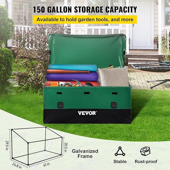 VEVOR Outdoor Storage Box, 150 Gallon Waterproof PE Tarpaulin Deck Box - Image 4