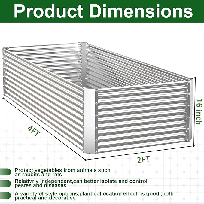 3 Pack Tall 4x2FT Corrugated Galvanized Steel Raised Garden Bed Outdoor - Image 4