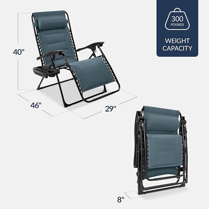 Best Choice Products Oversized Padded Zero Gravity Chair, Folding Outdoor Patio - Image 2