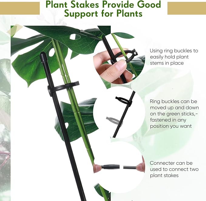 meekoo 30 Pcs Adjustable Garden Plant Support Stakes Single Stem Plant Cage - Image 3