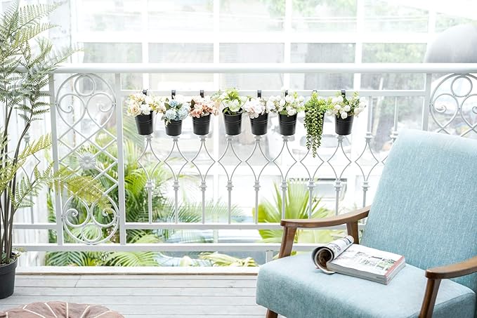 Dahey 10 Pcs Small Hanging Flower Pots Metal Iron Bucket Planter - Image 6