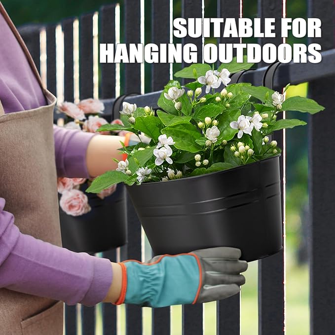 5 Pcs Iron Hanging Flower Pots 11 Inch Hanging Planters - Image 5