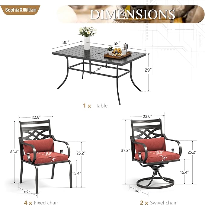 Sophia and William Outdoor Patio Dining Set - Image 6
