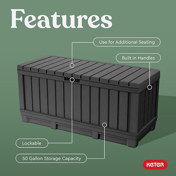 Keter Kentwood 92 Gallon Resin Deck Box-Organization and Storage - Image 3