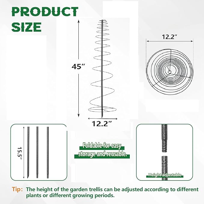 2 Pack Spiral Trellis for Climbing Plants Outdoor, 45 Inch Tall Heavy Duty - Image 7
