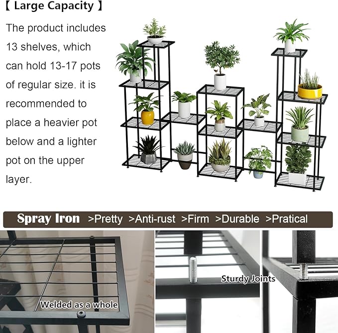 Twhep Tall Multi Tier Plant Stand, 13 Tiers Multifunctional Plant Stands - Image 4