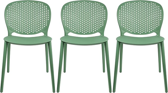 2xhome Set of 3 Patio Dining Chairs | Modern Stackable Outdoor Pool Side Chair by 2xhome