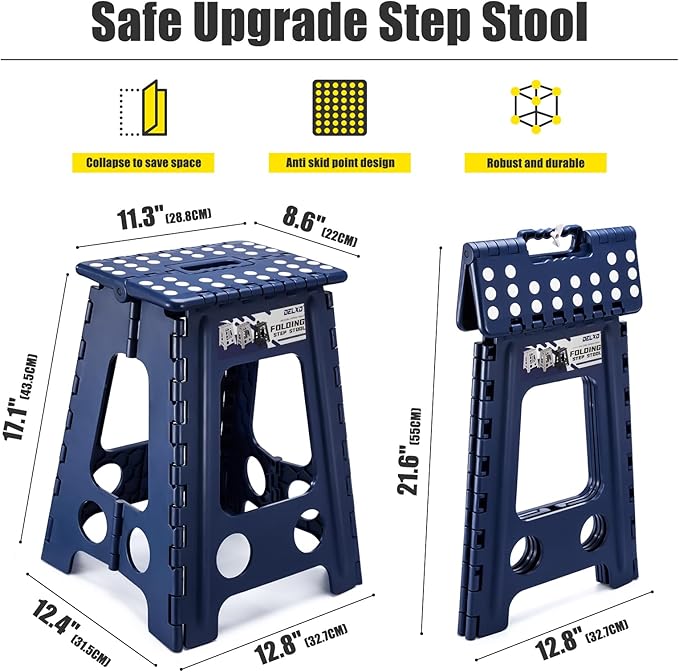Delxo Folding Step Stool 17.5 Inch, Heavy Duty Step Stools - Image 4