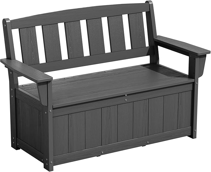 SERWALL HDPE Outdoor Storage Bench, All-Weather, UV-Resistant Deck Box by SERWALL