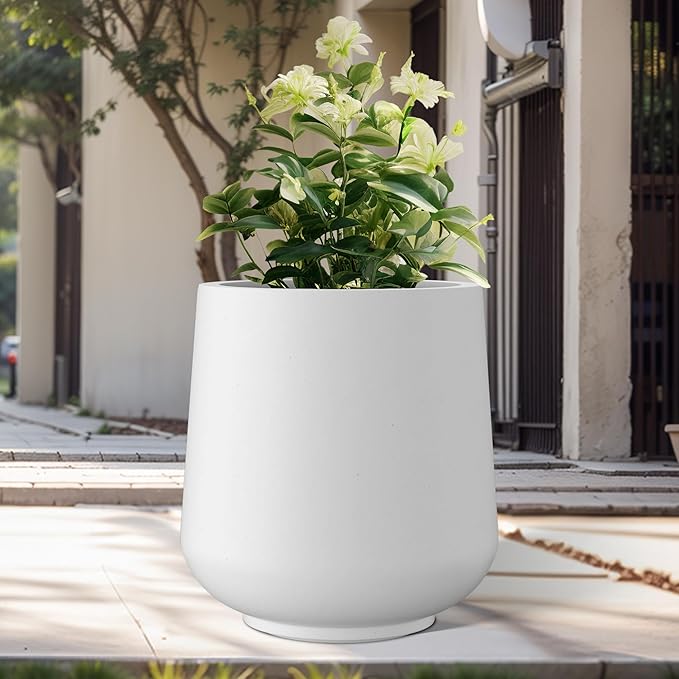Kante 15.3" Dia Round Concrete Planter, Outdoor Indoor Large Plant Pots - Image 5