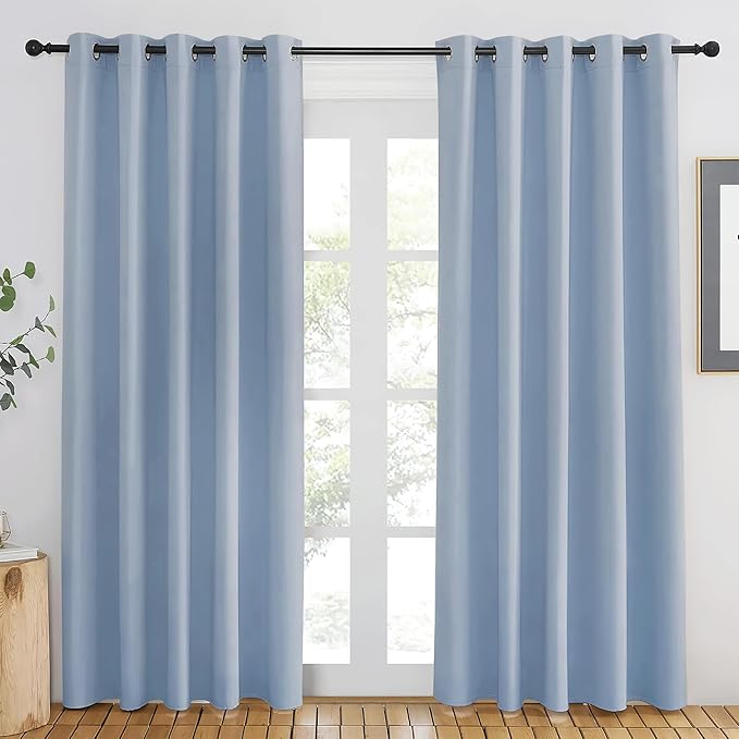 NICETOWN Vintage Blue Blackout Curtains 84 inch Length, Grommet Top Room by NICETOWN
