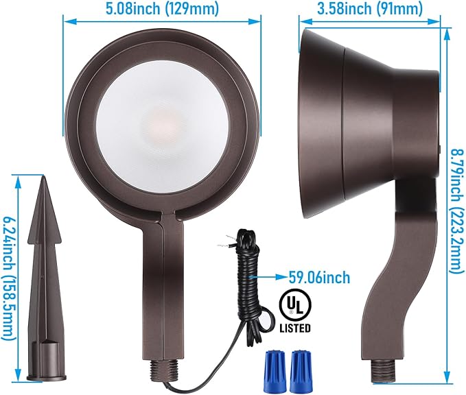 LEONLITE 12W/7.3W/3.7W Dimmable 5CCT LED Low Voltage Landscape Lights, Wall - Image 8