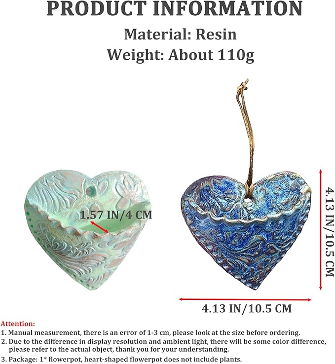 Retro Heart Shaped Plant Pots, Indoor Vertical Wall Hanging Garden Small Plant - Image 2