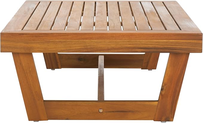 SAFAVIEH Outdoor Patio Furniture Collection Lynn Natural Brown Slatted Top - Image 7