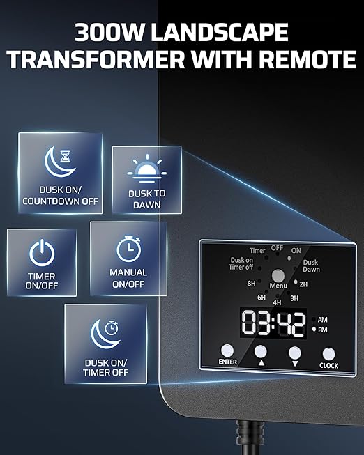 DEWENWILS 300W Low Voltage Landscape Transformer, 120V AC to 15V DC, Outdoor - Image 3