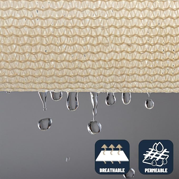 SUNNY GUARD Sun Shade Sail 12'x12' Rectangle Butter Cream UV Block Sunshade - Image 5