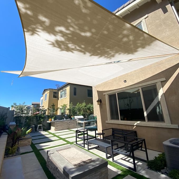 SUNLAX Sun Shade Sail 12' x 14' x 18.4' Butter Cream Rectangle Canopy Sail by SUNLAX