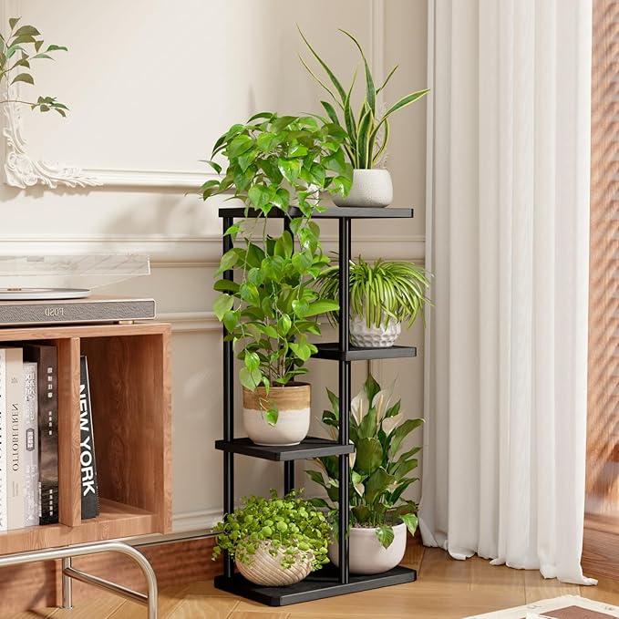 Bamworld Corner Plant Stand Indoor, 4 Tier Metal Plant Shelf - Image 4