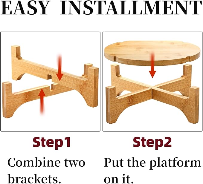 2 Pack Bamboo Plant Stand, Mid Century Modern Planter Stand, Detachable Flower - Image 3
