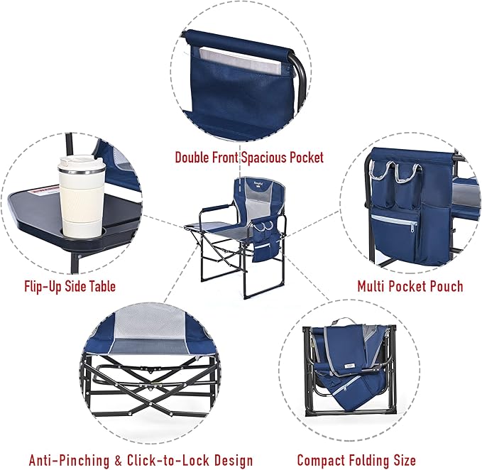 SUNNYFEEL Camping Directors Chair, Heavy Duty, Oversized Portable Folding Chair - Image 6