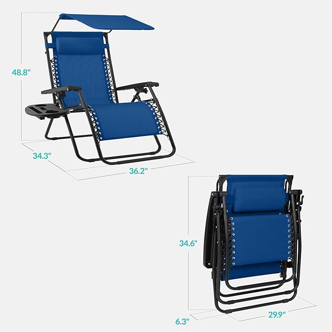 Best Choice Products 30” Wide Folding Zero Gravity Outdoor Recliner Patio - Image 2
