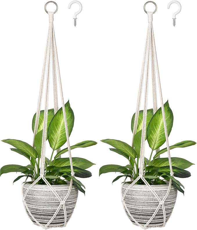 Dahey Macrame Plant Hanger Indoor Hanging Planter Basket Handmade Woven Cotton by Dahey