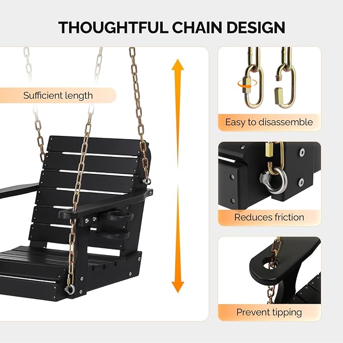 VINGLI Heavy Duty 880 LBS HDPE Porch Swing Outdoor - Image 6