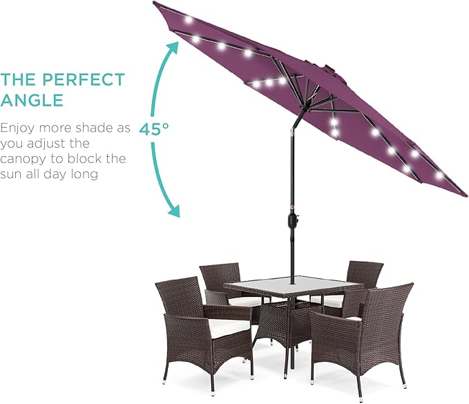 Best Choice Products 10ft Solar Polyester LED Lighted Patio Umbrella w/Tilt - Image 2