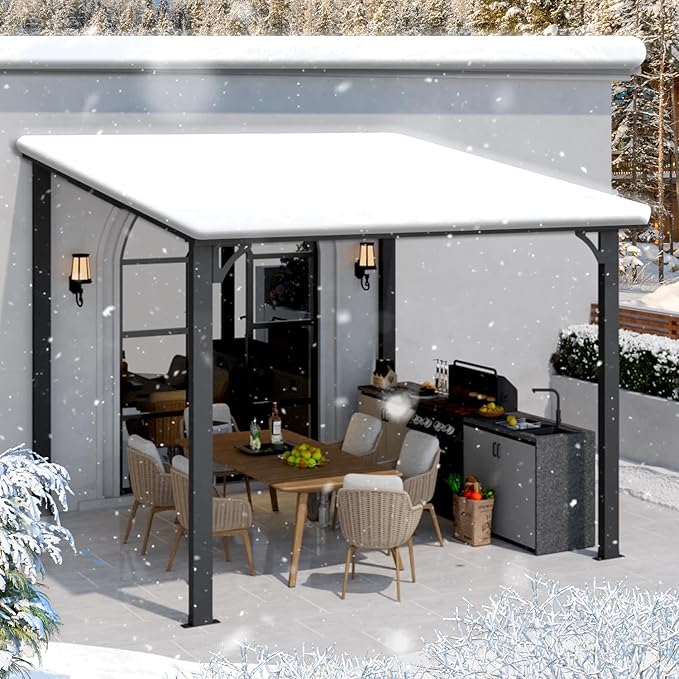 AECOJOY 10' x 10' Hardtop Gazebo Outdoor Pergola, Heavy Duty Lean to Metal - Image 8