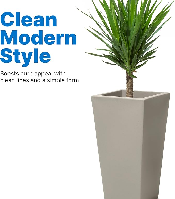 Step2 Tremont Tall Square Planter Pot, Large Outside All-Season All-Weather - Image 2