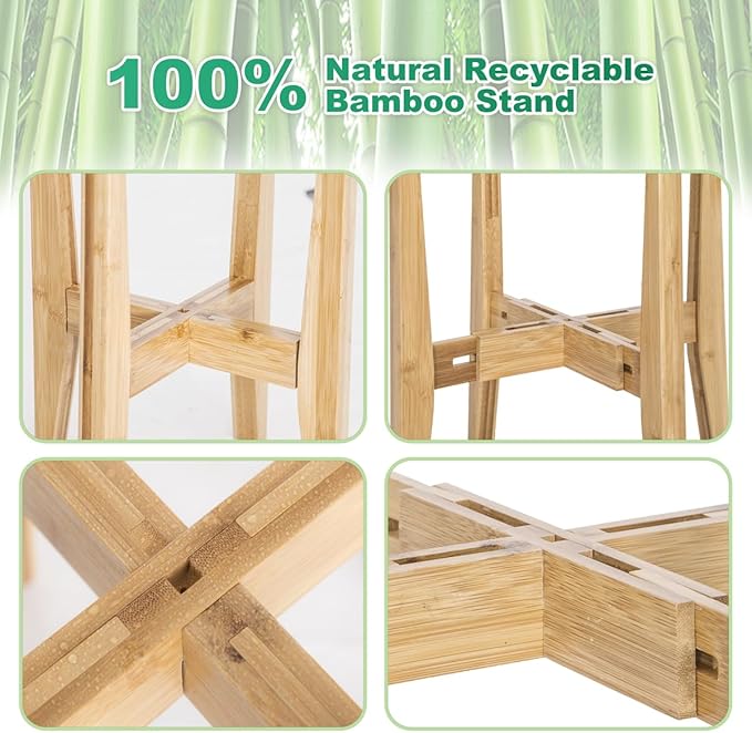 Plant Stand Indoor, Bamboo Plant Shelf, Adjustable Corner Plants Flower Holders - Image 5