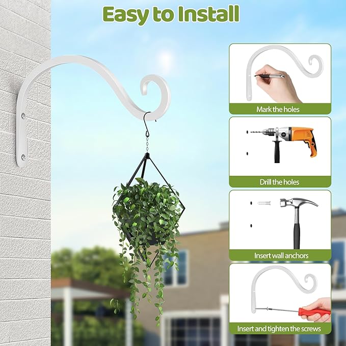 BOLITE Plant Hangers Outdoor Indoor, 12 Inch Wall Plant Hooks, Metal Bird - Image 9