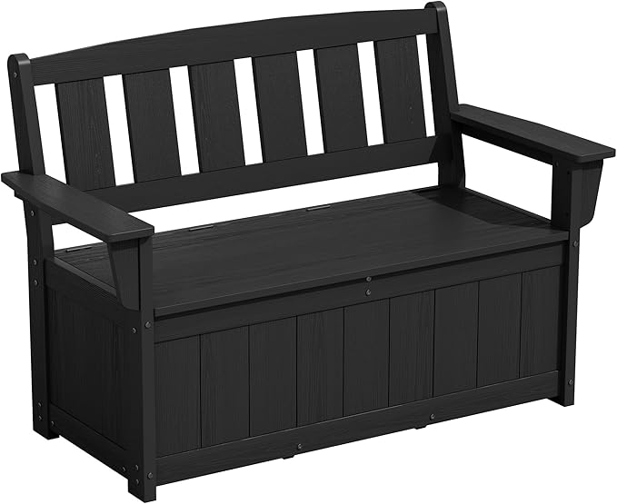 SERWALL HDPE Outdoor Storage Bench, All-Weather, UV-Resistant Deck Box by SERWALL