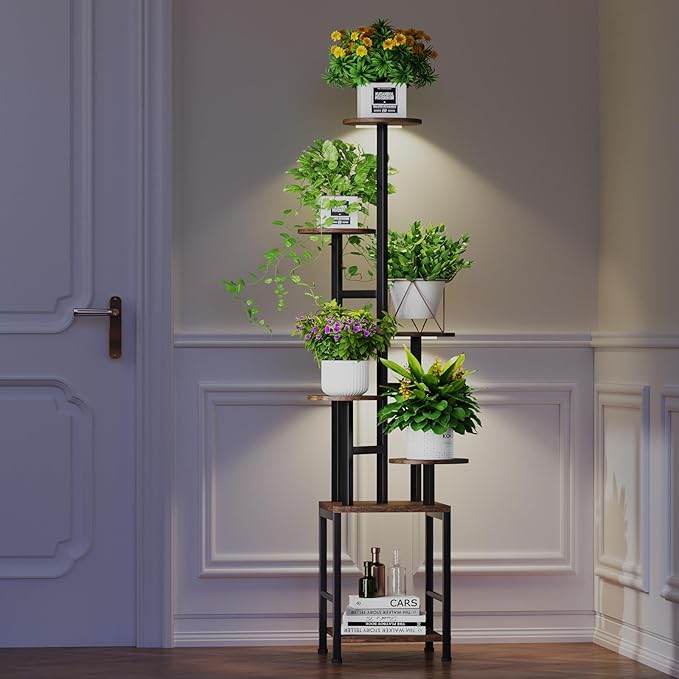 Plant Stand Indoor with Grow Light, 6-Tiered Tall Plant Stand Indoor, Metal - Image 5