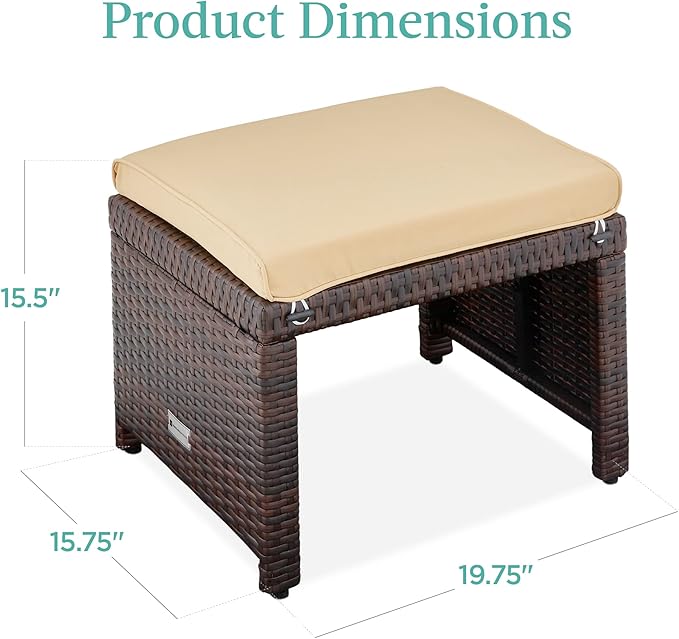 Best Choice Products Set of 2 Wicker Ottomans, Additional Seating, Side Table - Image 7