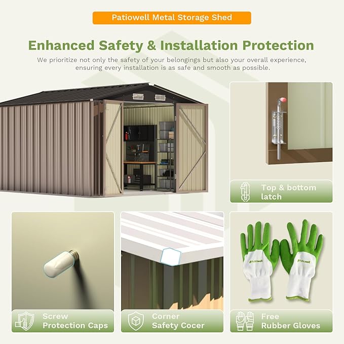 Patiowell 10 x 12 FT Metal Storage Shed - Image 6