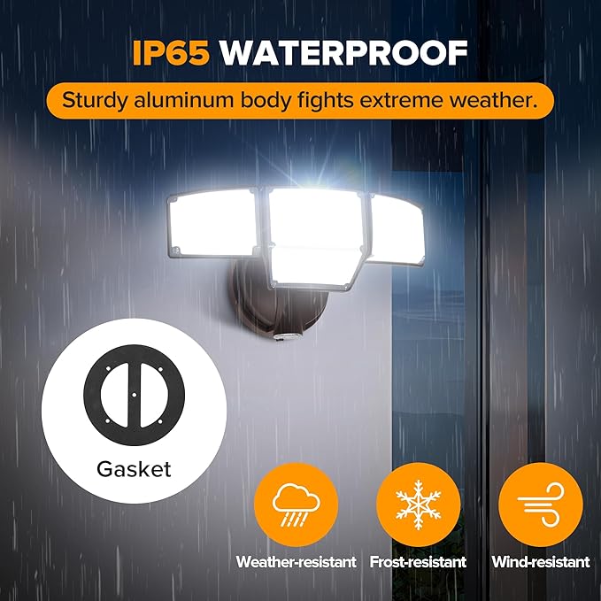 LUTEC 80W Dusk to Dawn Flood Lights Outdoor, 9000LM Super Bright LED Security - Image 6