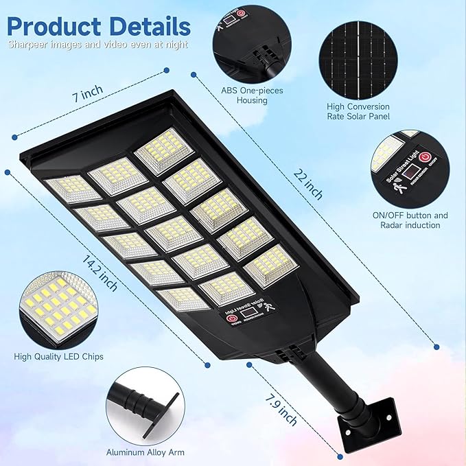 Solar Lights Outdoor Waterproof, Dusk to Dawn Solar Street Light - Image 6