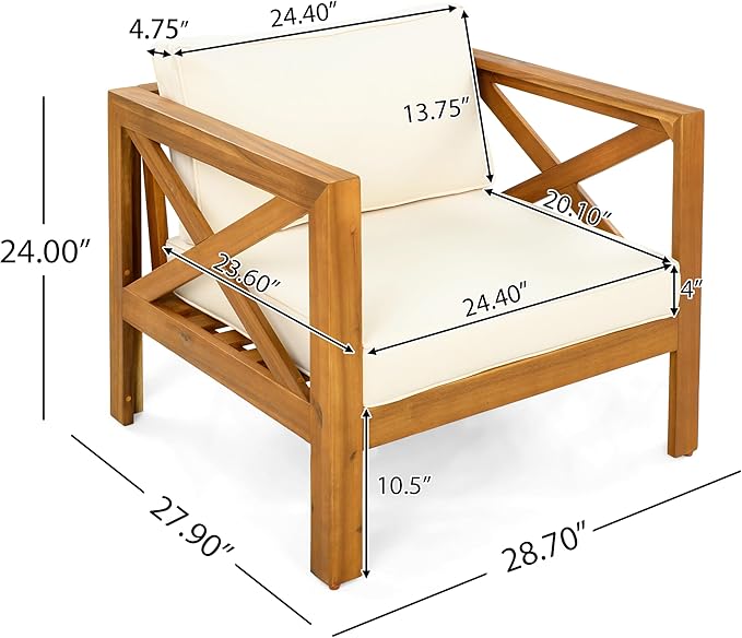 Merax Outdoor 4-Piece Acacia Wood Conversation Set - Image 7