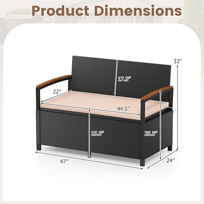 Tangkula 46 Gallon Outdoor Bench - Image 2