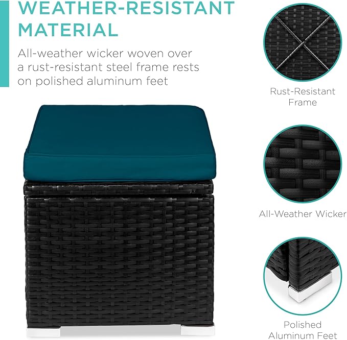 Best Choice Products Set of 2 Wicker Ottomans, Additional Seating, Side Table - Image 4