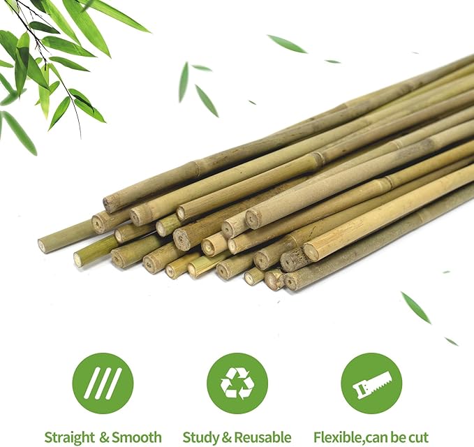 Plant Stakes, 4.8 FT Natural Bamboo Garden Stakes, Bamboo Sticks - Image 3