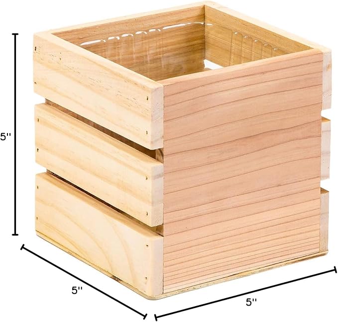 Wood Planter Box with Wine Crate Styled, 5 Inch Square, Rose Wood, Plastic Liner - Image 9